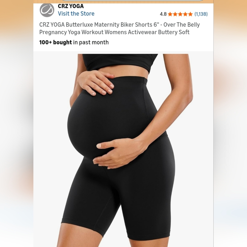 CRZ YOGA Maternity Black Bike Shorts